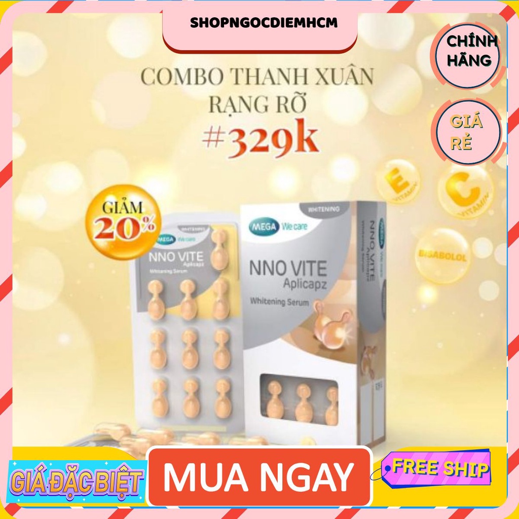 [Date mới] Nno vite hộp 30 của Mega Thái Lan viên dạng vỉ giúp da trắng sáng, mềm mịn, từ vitamin C vitamin E tự nhiên