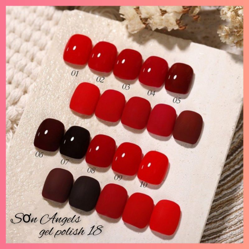 Sơn gel móng tay,sơn Angels mẫu mới chai vuông móng tay tông màu đỏ dùng máy hơ VUA SƠN Angels15ml