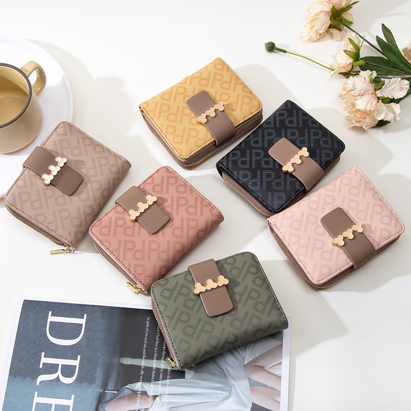 Ví Da PU Dáng Ngắn Phối Khóa Kéo Thời Trang Cho Nữ Giá Đỡ