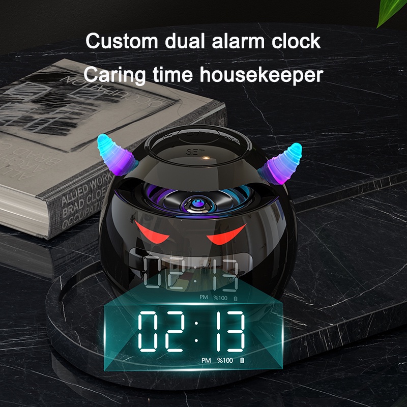 Loa bluetooth không dây VITOG G9 mini 5.1 tích hợp đồng hồ báo thức có đèn led và mic rảnh tay