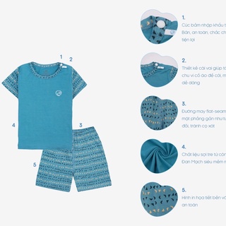 Bộ quần áo cộc tay sợi tre viền Bu, Bubaby cho bé 6m - 3y
