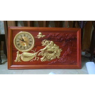 Đồng hồ tranh gỗ hương đỏ