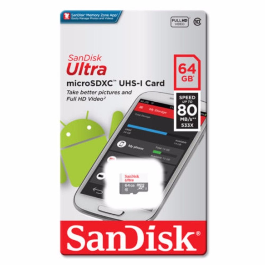 [BH 5 NĂM] Thẻ nhớ 64GB Micro Ultra 533X C10 80MB/s SanDisk - Chính hãng