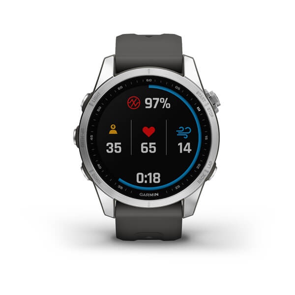 Đồng hồ thông minh Garmin Fenix 7S - Silver with Graphite Silicone Band