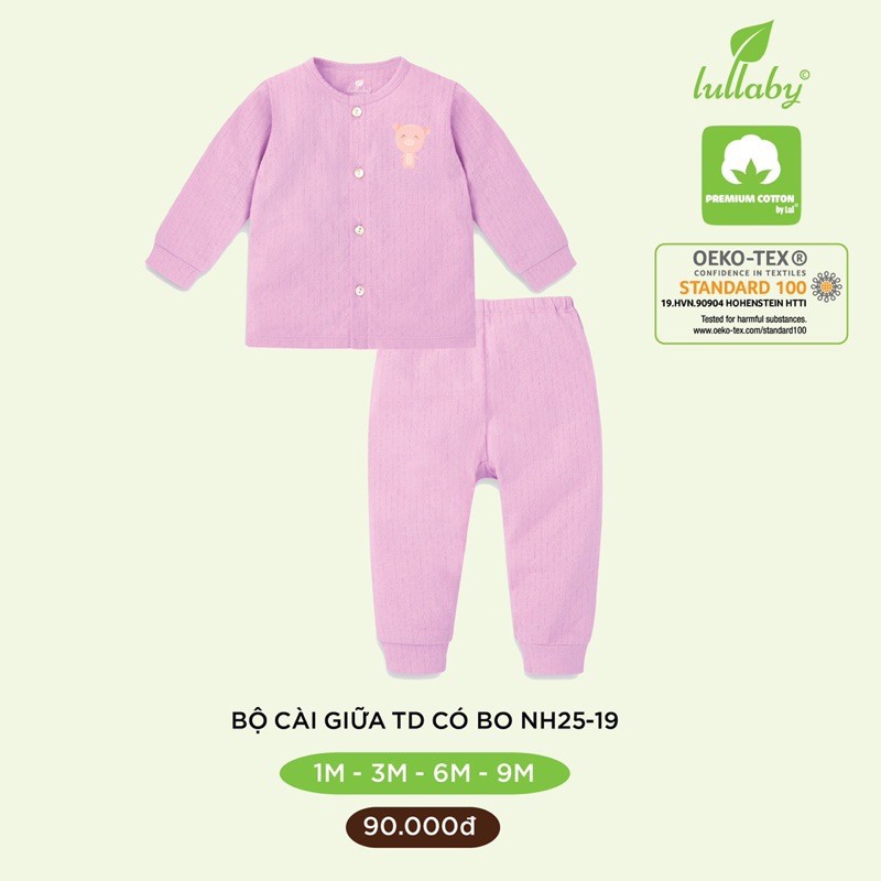 [Xả hàng] Bộ cài giữa tay dài sơ sinh Lullaby NH25-19 (Sz 1-9m )