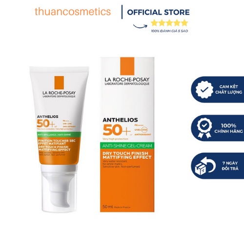 Kem Chống Nắng La Roche-Posay Anthelios Anti-Shine Dry Touch Gel Cream SPF 50+ Cho Da Dầu và Da Nhạy Cảm
