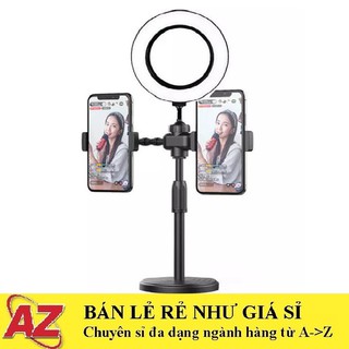 Đèn Livestream Để Bàn, Giá Đỡ Điện Thoại Livestream Kẹp 2 Điện Thoại
