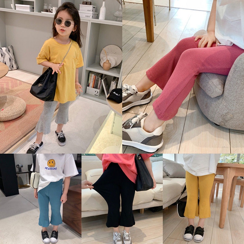 Quần Legging Ống Loe Dài Phong Cách Phương Tây Nhiều Màu Sắc Thời Trang Mùa Hè Dành Cho Bé Gái 0419