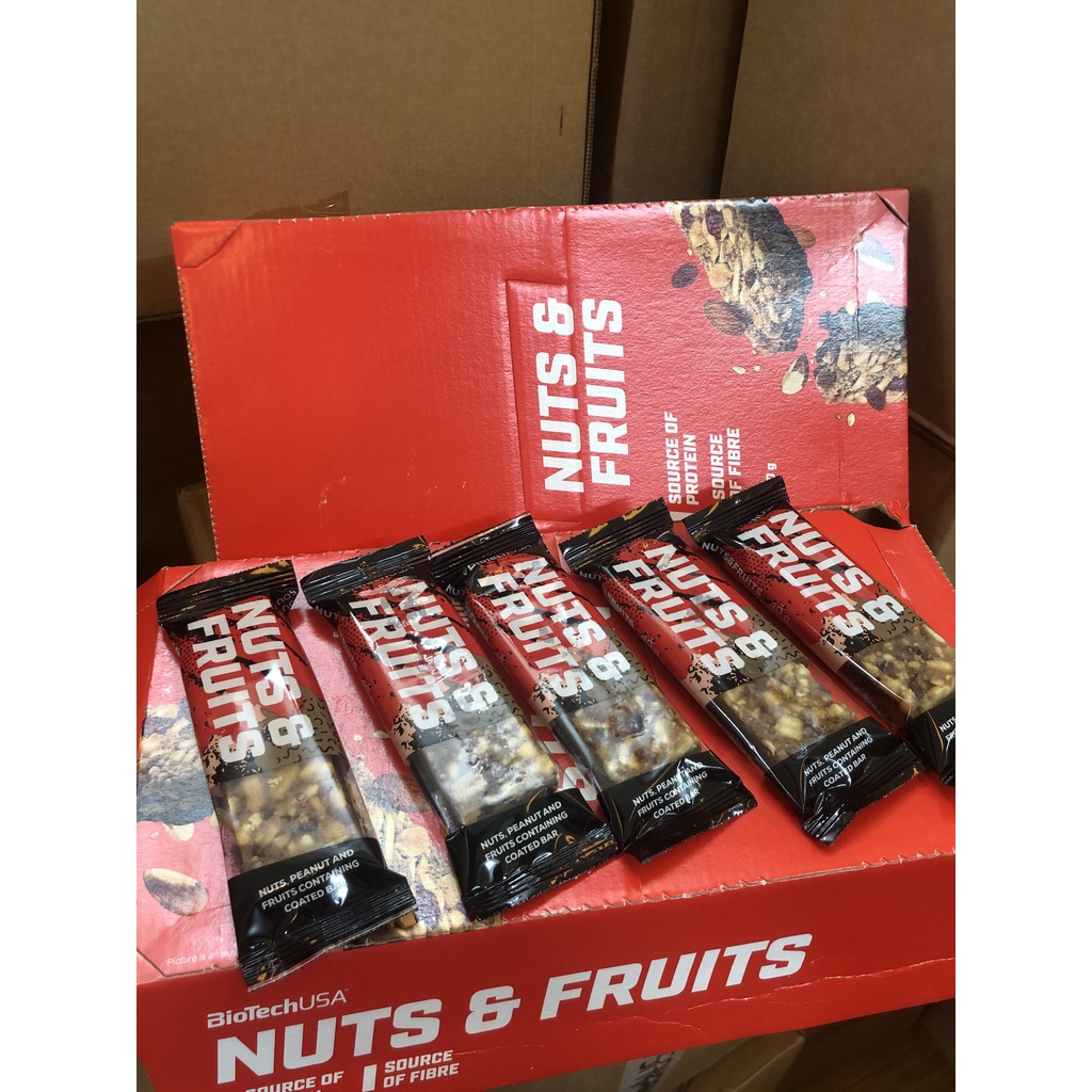Thanh Năng Lượng Nuts &amp; Fruits BiotechUSA Hộp 28 Thanh