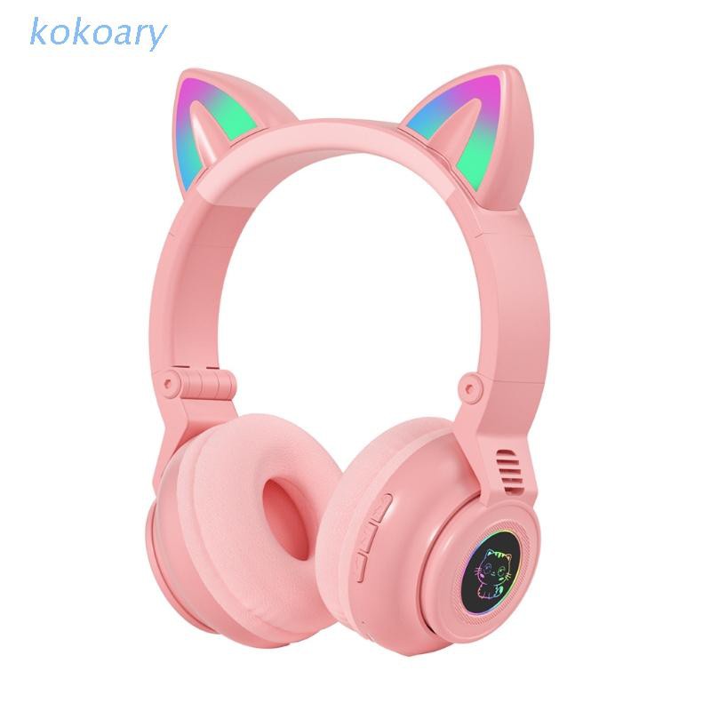Tai Nghe Bluetooth Không Dây Hình Tai Mèo Có Đèn Led Có Thể Gập Lại Và Điều Khiển Âm Lượng Cho Điện Thoại / Laptop / Pc