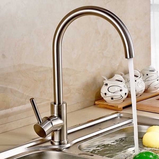 Vòi rửa bát NÓNG LẠNH loại cắm chậu chất liệu inox 304 dáng tròn-Tặng bộ dây cấp-mã-Chính hãng