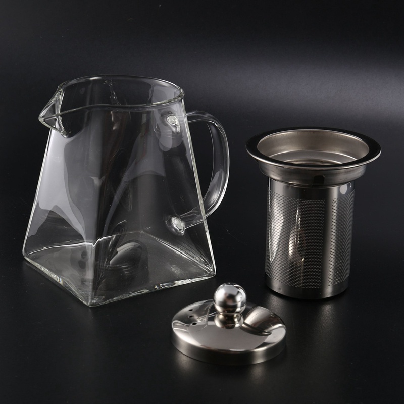 Ấm Trà Bằng Thủy Tinh Hình Vuông Dung Tích 550Ml Có Đồ Lọc Tiện Dụng
