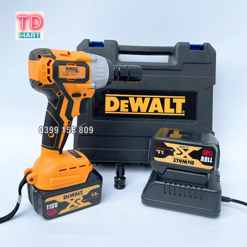 Máy Siết Bulong Dewalt 118V Không Chổi Than - Hàng Loại 1 có 3 đèn led