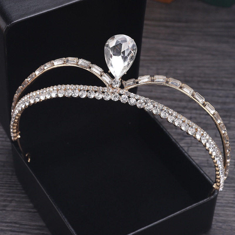 Cài tóc hình vương miện đính đá giả phong cách Âu Mỹ thời trang cô dâu