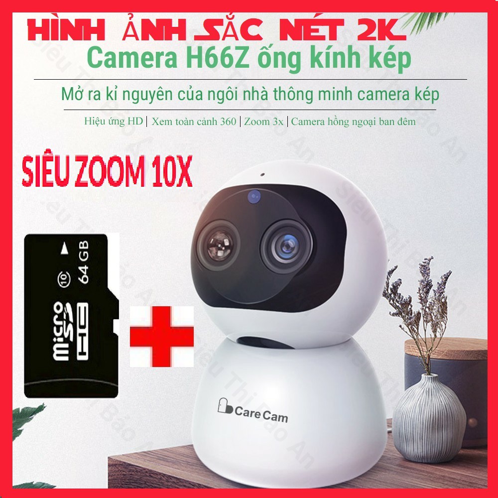 Camera Wifi Carecam HY2K Siêu Zoom 10X Hình Ảnh Sắc Nét 2K - Đàm Thoại 2 Chiều - Hồng Ngoại Xem Đêm - Bảo Hành 12 Tháng | BigBuy360 - bigbuy360.vn