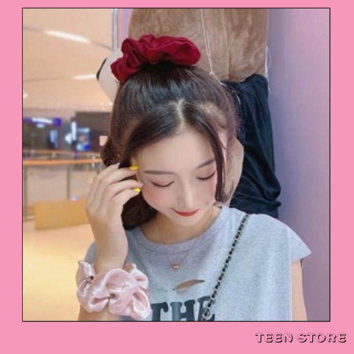Buộc tóc scrunchies lụa loại to siêu mềm mịn