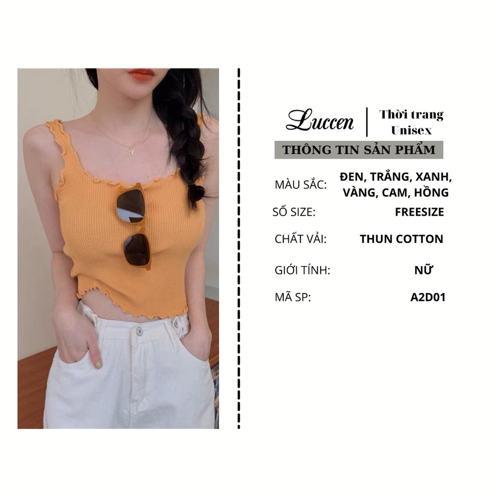 Áo Hai Dây Nữ Cổ Cuốn Biên Croptop A2D01