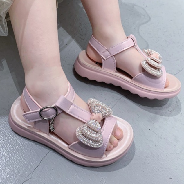 Sandal Cho Bé Gái Từ 2 Đến 10 Tuổi Đính Nơ Đế Mềm Chống Trơn ( B6 )