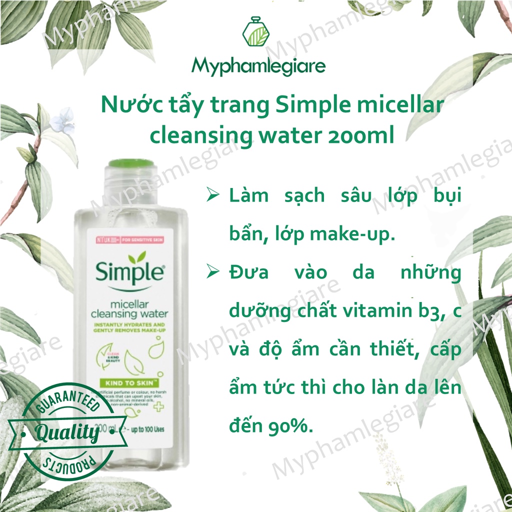 Nước tẩy trang simple