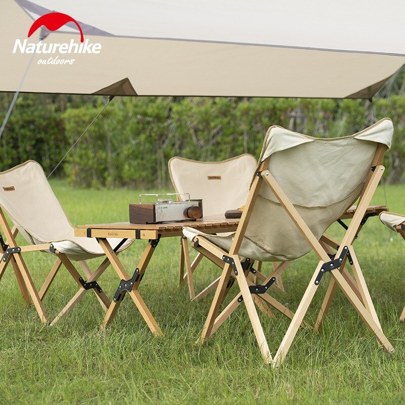 Ghế xếp cắm trại gấp gọn vintage khung gỗ Glamping Naturehike NH19JJ008