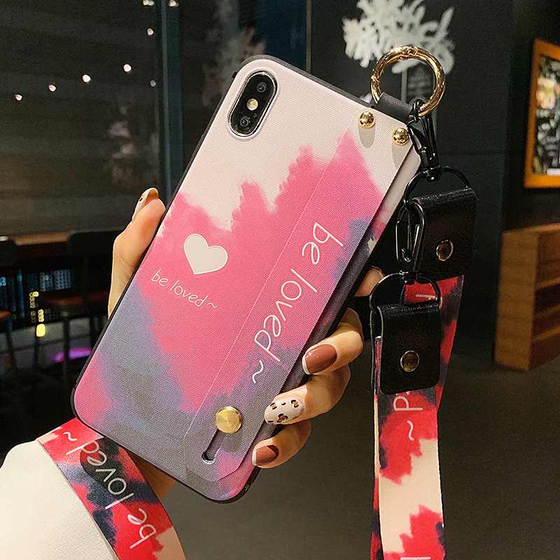 Ốp Lưng Silicone Họa Tiết Cầu Vồng Với Dây Đeo Tay Cho Iphone Xs Max / Xr / Xs / X / 7 / 8 / Se / 2020 / 7p / 8plus