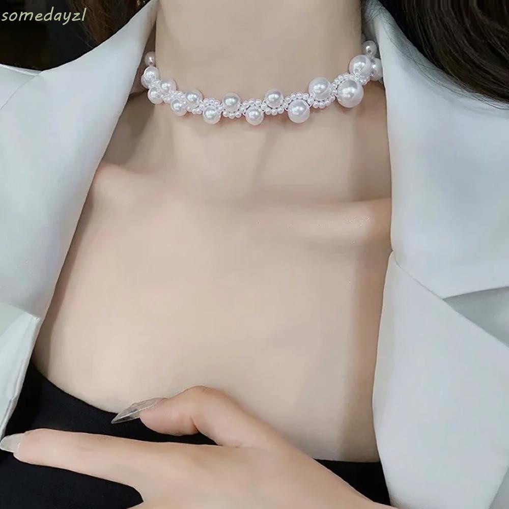 Vòng Cổ Choker Nhiều Lớp Đính Ngọc Trai Thời Trang Hàn Quốc Cho Nữ