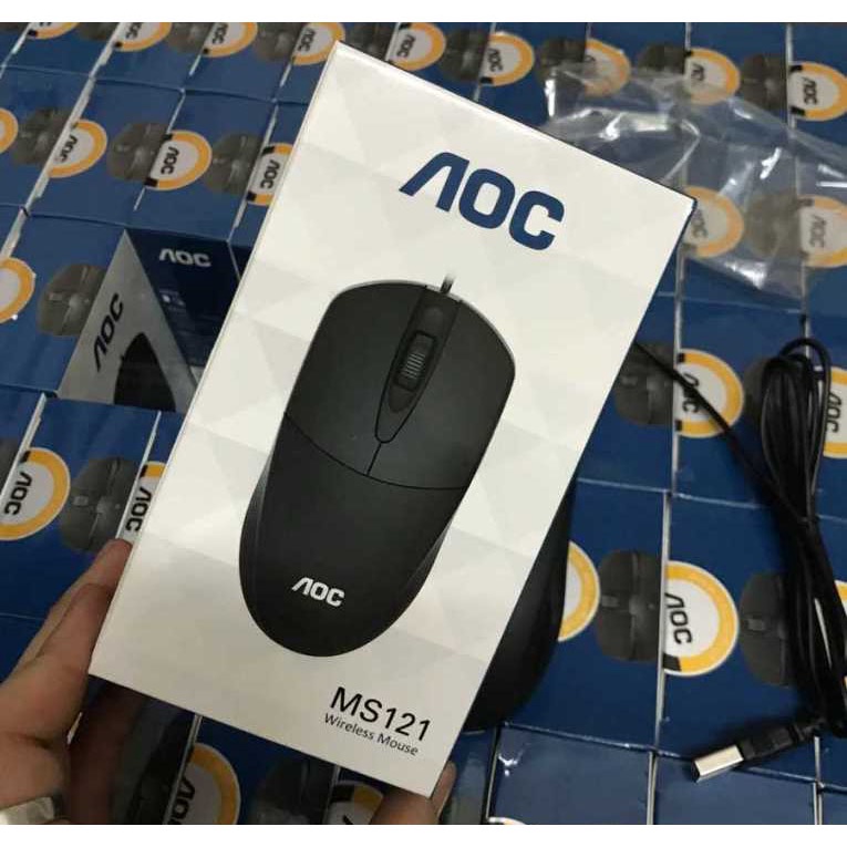 Chuột AOC MS121 có dây USB cảm biến quang học hiệu suất cao 1200 DPI với bề mặt mịn &amp; con lăn cao su