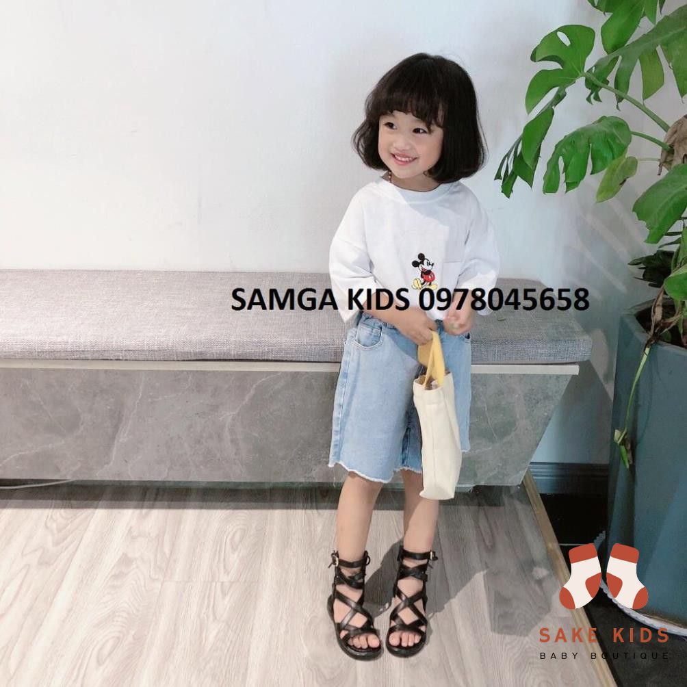 Giày Sandal chiến binh cho bé - Sandal bé gái cao cổ quai đan chất da PU siêu mềm êm chân chính hãng MG Baby V653