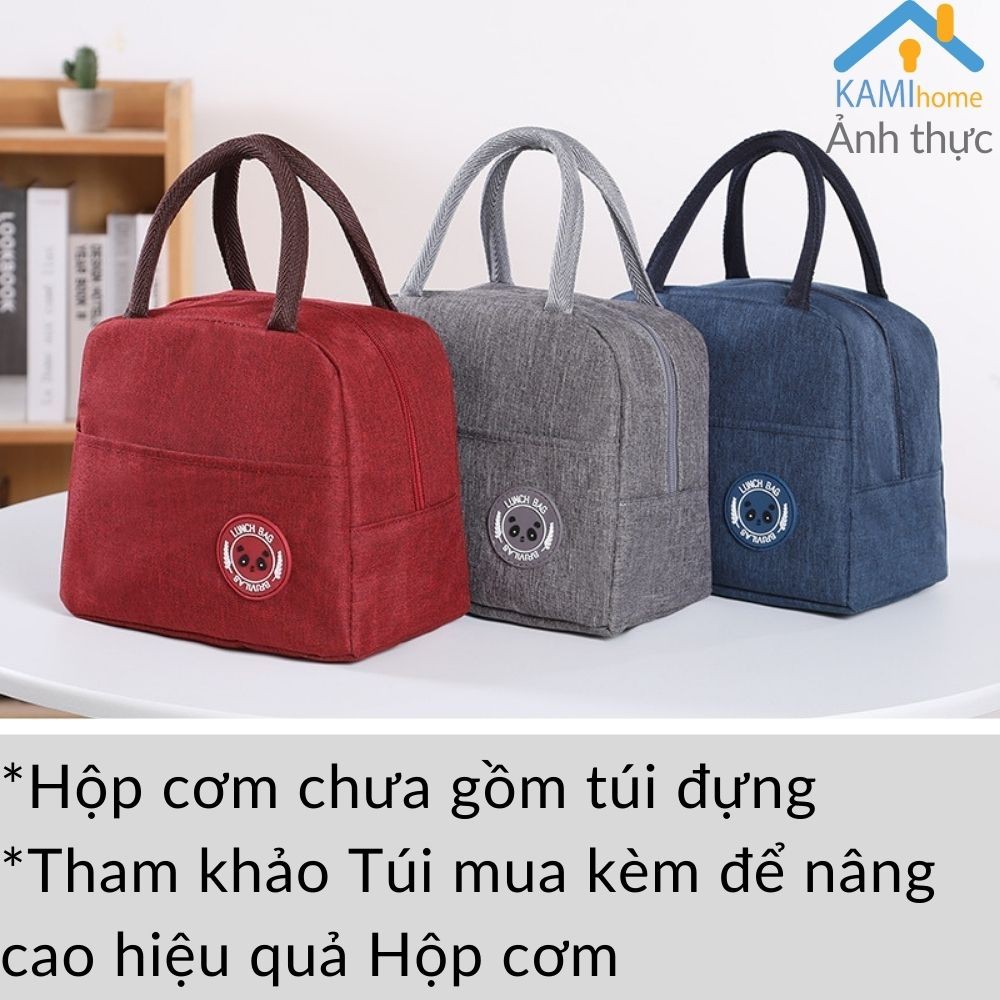 Hộp đựng cơm văn phòng gồm 3 bát Sứ chịu nhiệt-Nắp chống tràn bảo quản thực phẩm mã 20020