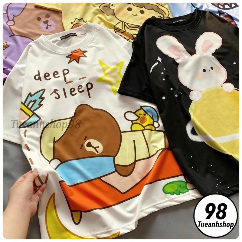 XẢ KHO GIÁ SIÊU HẠT DẺ  Áo Thun Hoạt Hình Cartoon chuyển nhiệt cao cấp - Áo from rộng tay lỡ Unisex Freesize 38-65KG