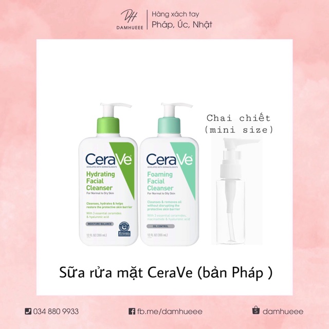 [Đủ size] Sữa rửa mặt CeraVe bản Pháp