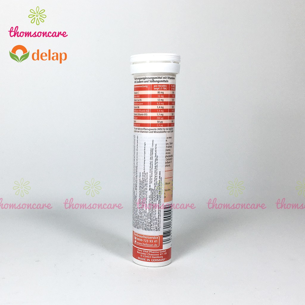 Sủi bổ sung vitamin tổng hợp Heilusan nhập khẩu từ Đức - multi vitamin, tăng sức đề kháng, vtm A, B, C Tuýp 20v