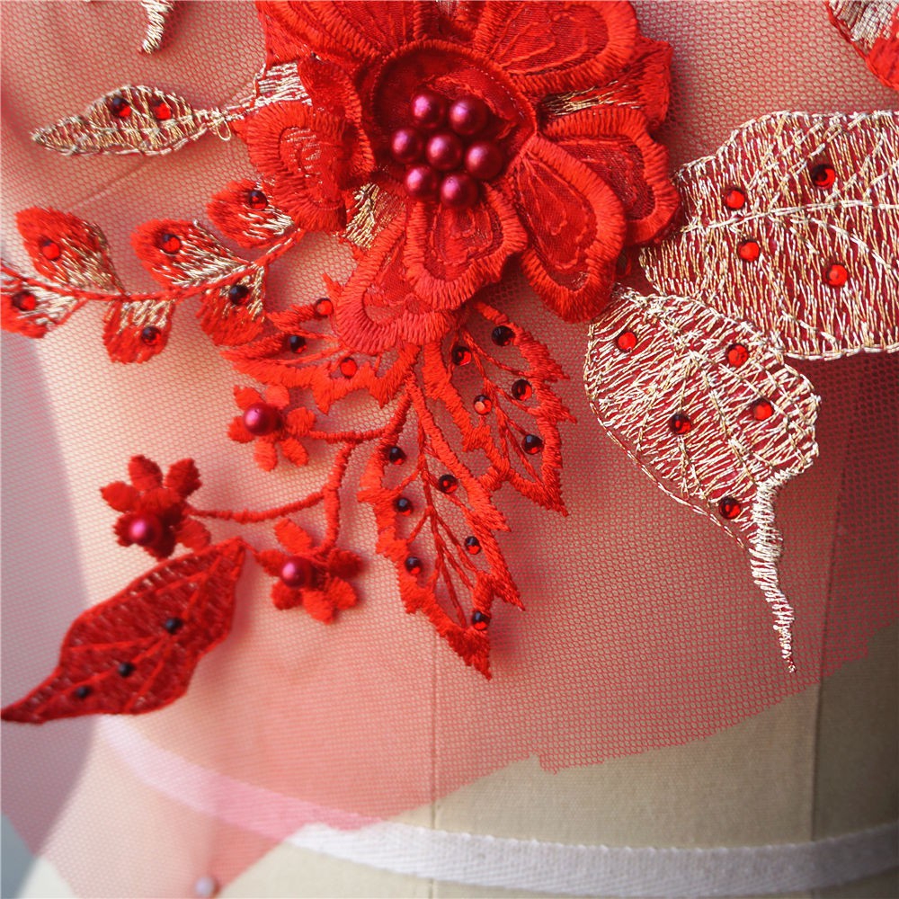 Miếng Vải Tuyn Thêu Ren Đính Hạt Dùng May Váy Cưới diy