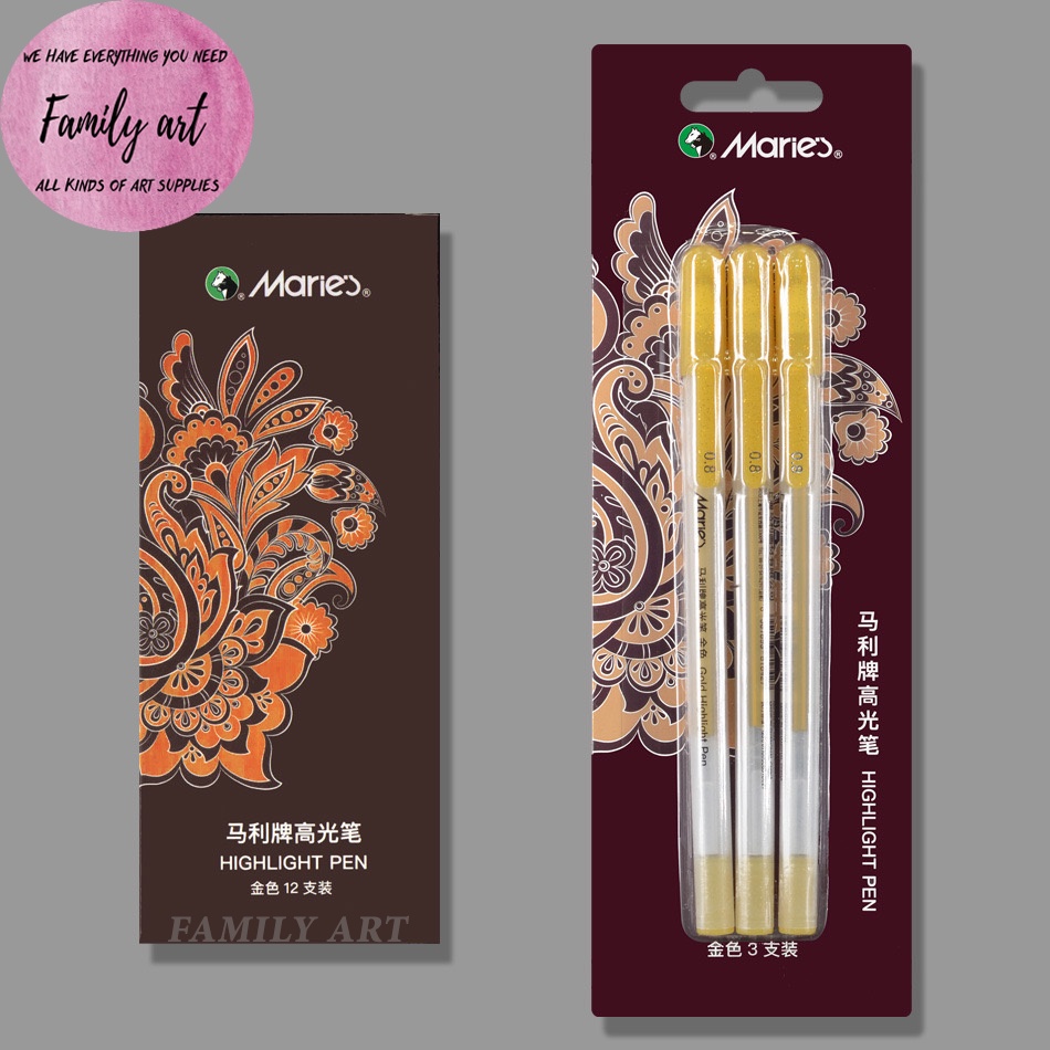 Bút GEL trắng/nhũ vàng/nhũ bạc Maries