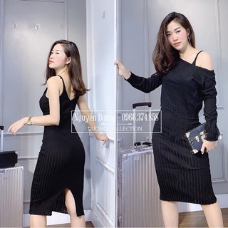 Set 2 món áo len váy ôm body len MSAV21 mới