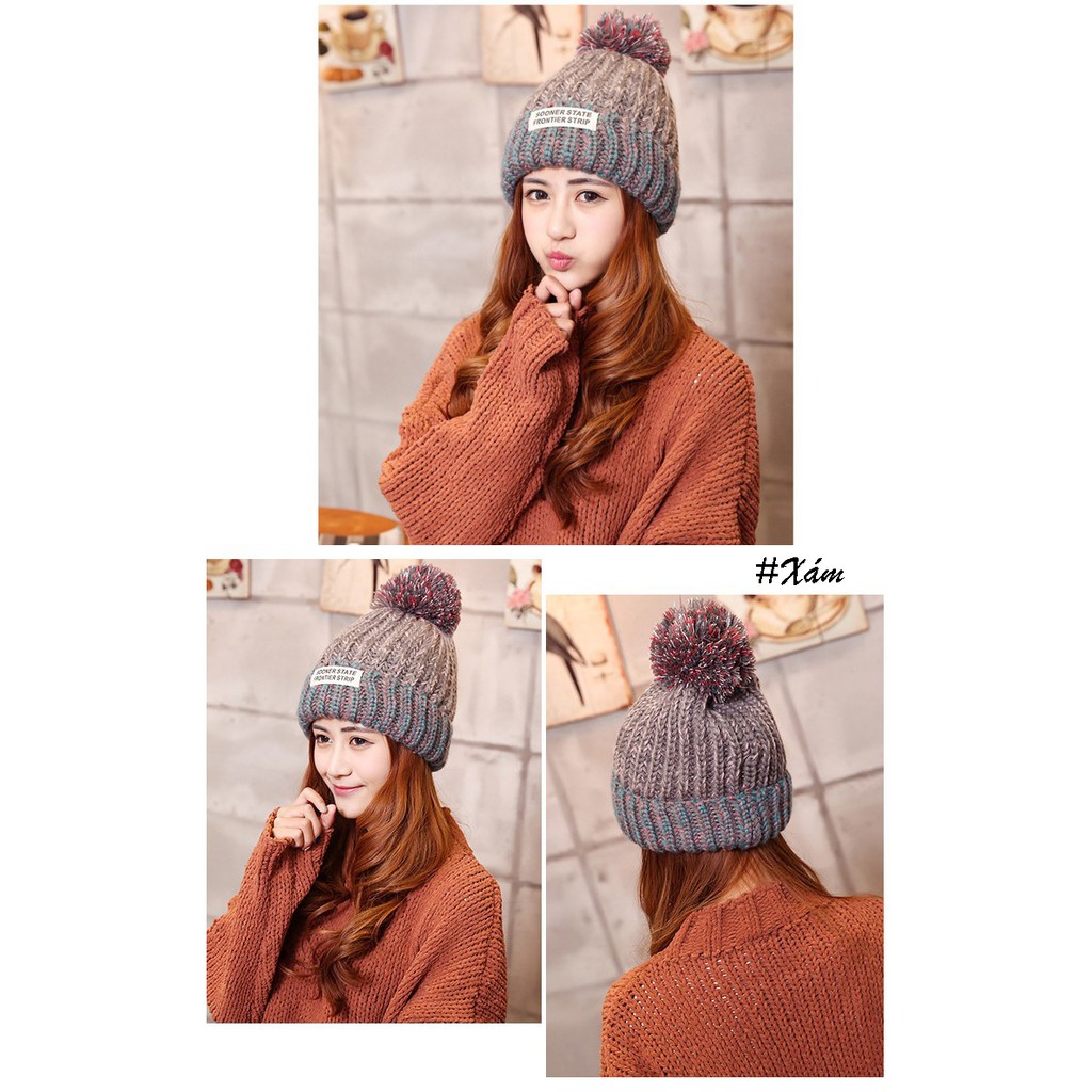 Nón Len Quả Bông Pha Màu Cực Xinh Kiểu Hàn Quốc