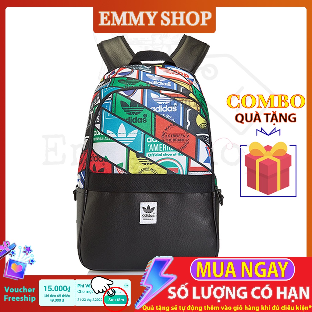 Balo đi học ADIDAS Tongue Lab Backpack hoạ tiết nổi bật, chất liệu Polyester phối PU chống nước New