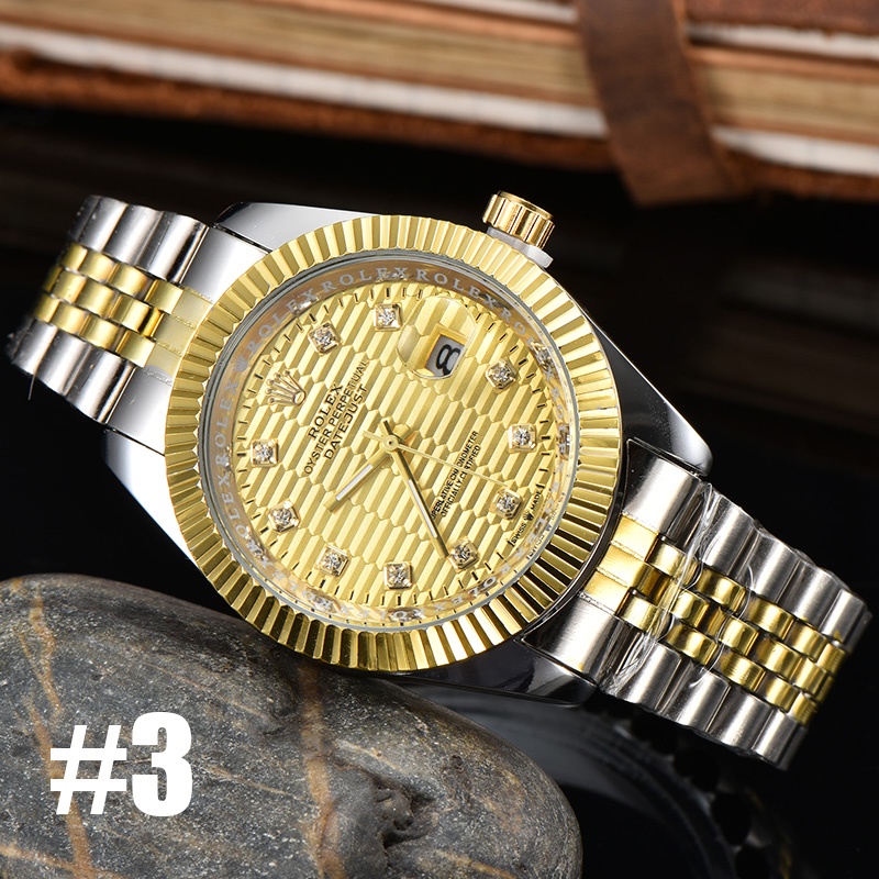 Đồng Hồ Quartz Nam Hiển Thị Ngày Dây Thép Sang Trọng