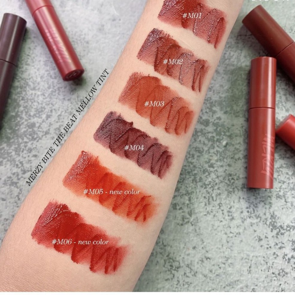 [khoivu]  Full màu-Son Kem Merzy Bite The Beat Mellow Tint M2, Son Merzy M2 64 | BigBuy360 - bigbuy360.vn