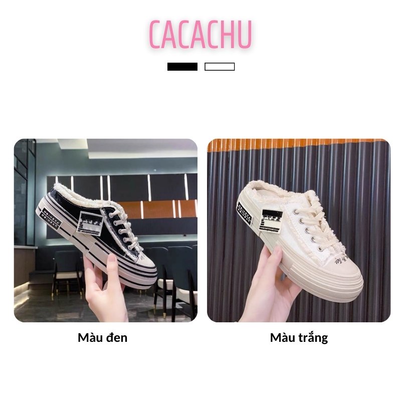 Giày sục thể thao nữ xvessel rách tăng chiều cao hot trend 2021 CACACHU G019, Giày sneaker thời trang hàng QC