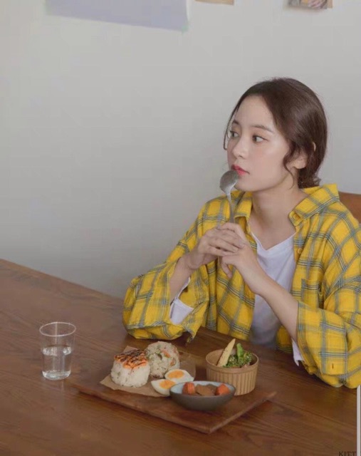 Áo sơ mi oversize caro high low