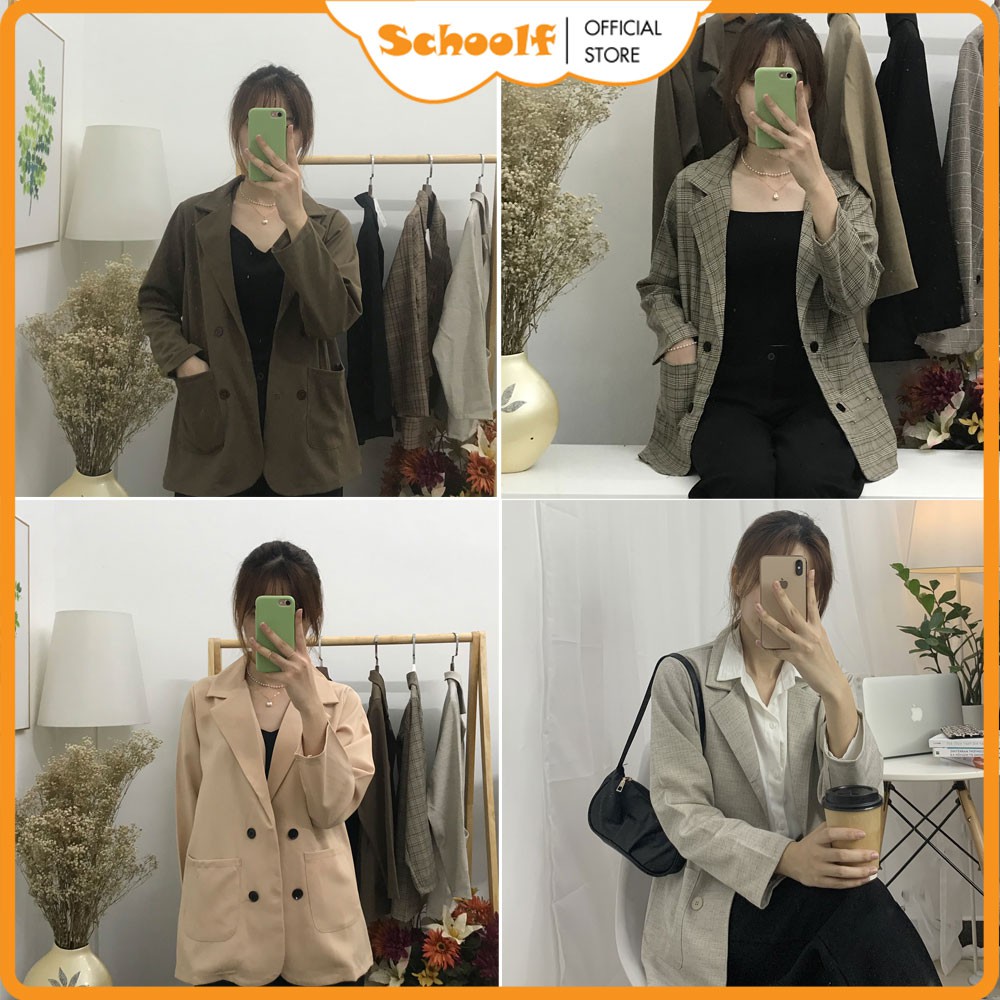 Áo khoác Blazer nữ 𝐇à𝐧 𝐐𝐮ố𝐜 1 lớp mỏng mặc hè 𝐒𝐭𝐲𝐥𝐞 Ulzzang siêu Xinh [Ảnh thật] - SchoolF