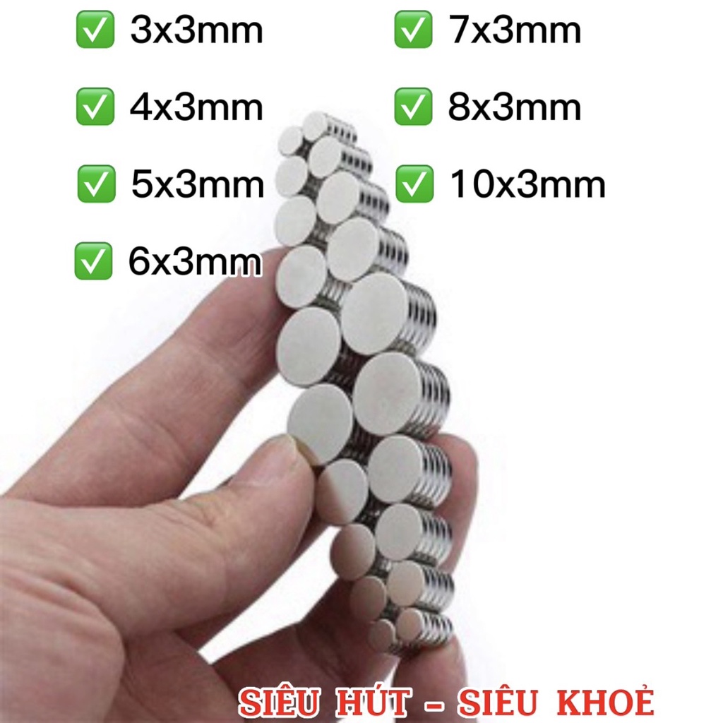 Nam châm siêu mạnh nguyên liệu đất hiếm GAOMS, các loại kích thước dày 3mm