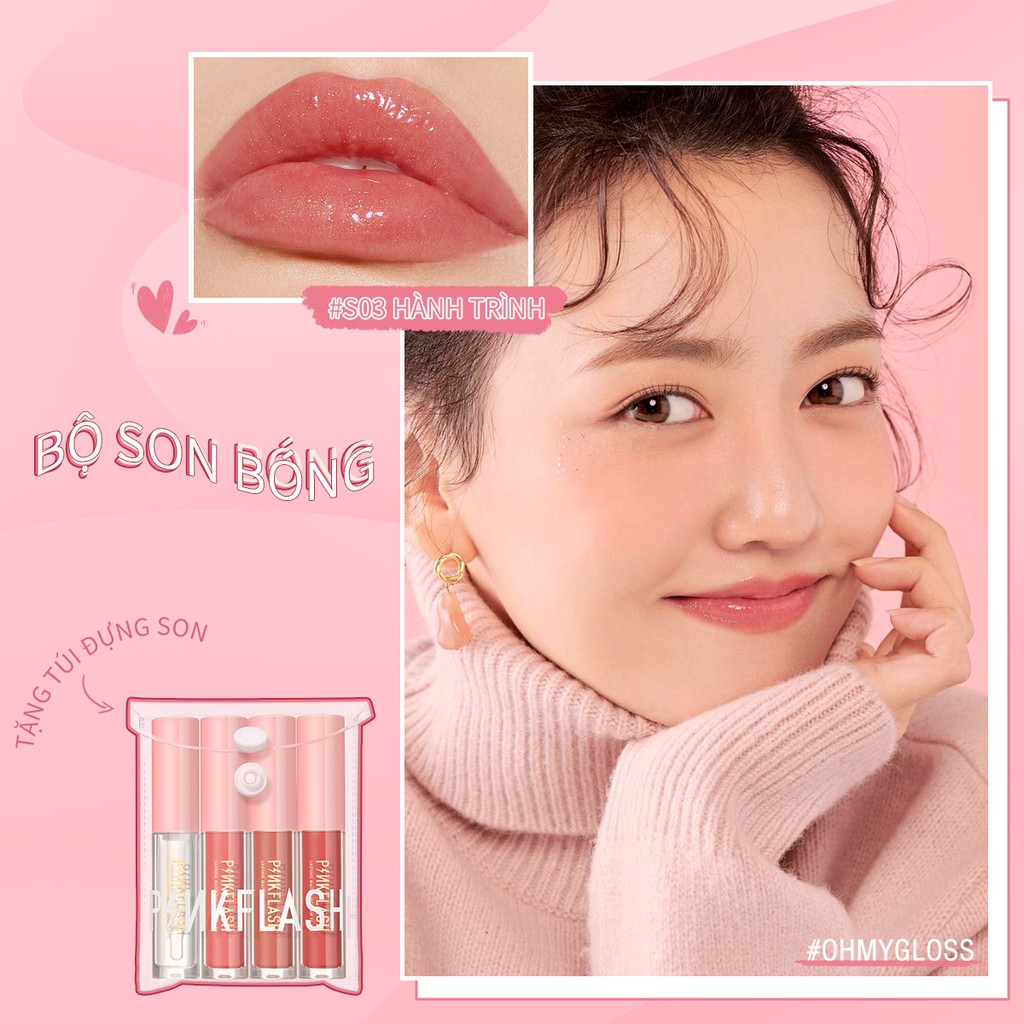 Set Of 4 Pinkflash Lip Gloss Moisturizes And Brightens Lips | BigBuy360 - bigbuy360.vn