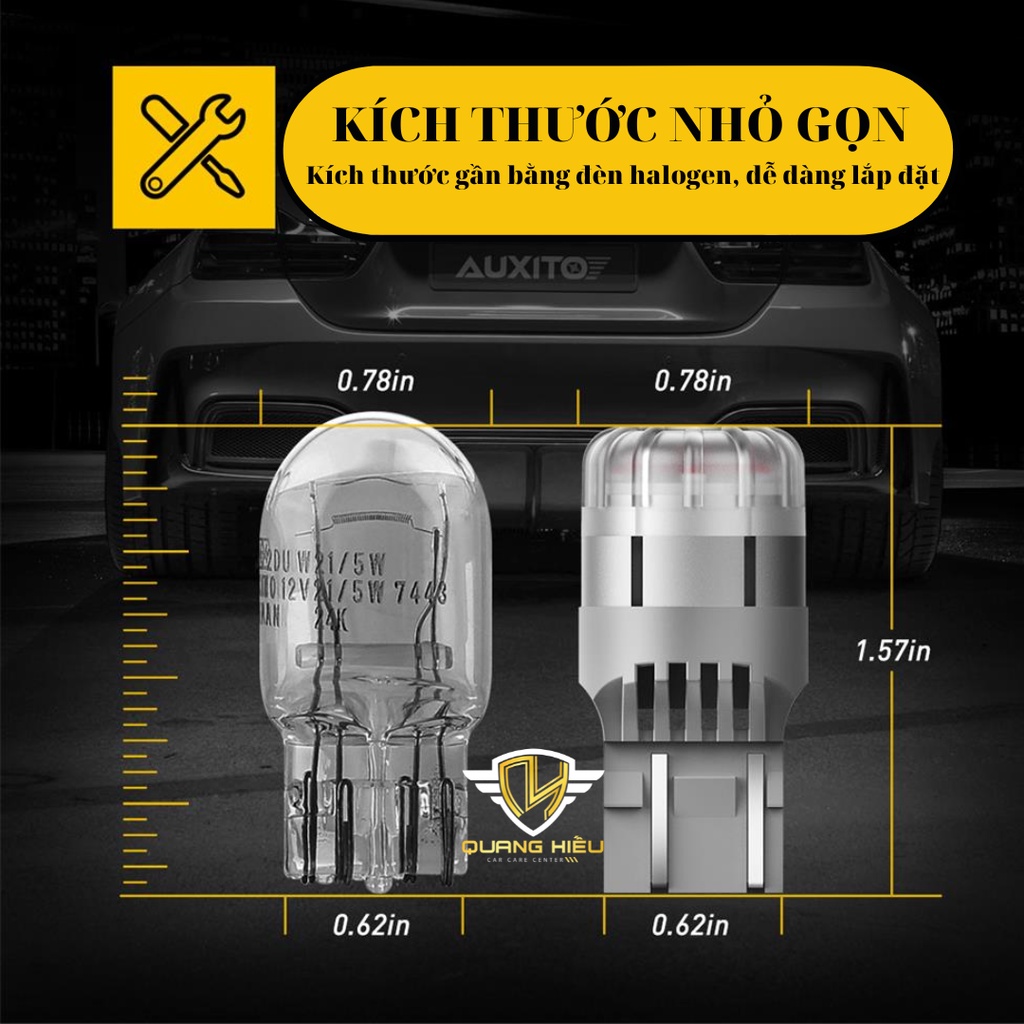 Đèn Led T20 màu đỏ 7440 7443 canbus, 2 chế độ phanh, daylight, đèn ban ngày xe Vinfast Fadil