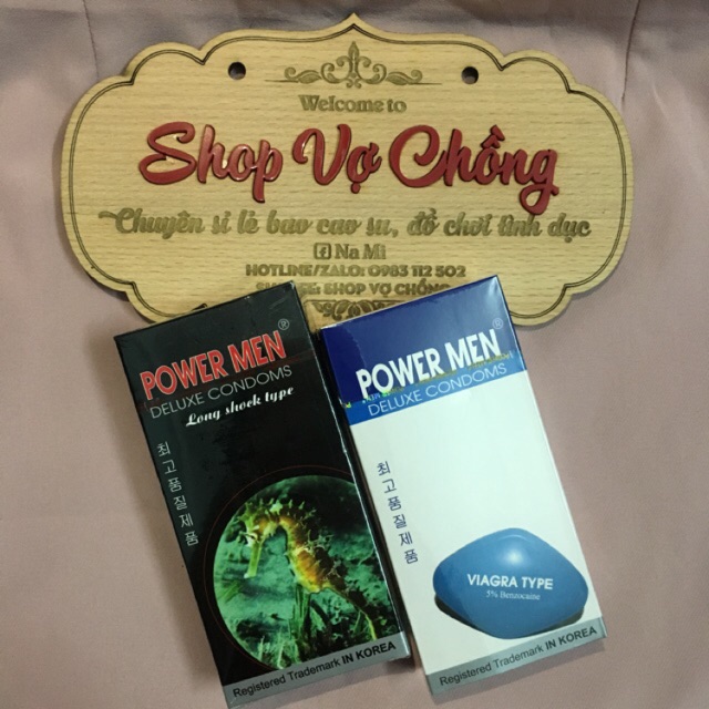 Bao cao su Powermen Viagra ( hộp 12 cái)  và bao cao su Powermen cá ngựa (1 hộp 12 chiếc) kéo dài thời gian