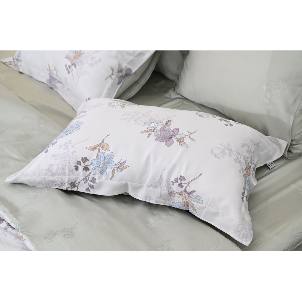 Bộ 5 món drap, áo gối NIN Tencel 800 - màu bông Everly (không kèm mền)
