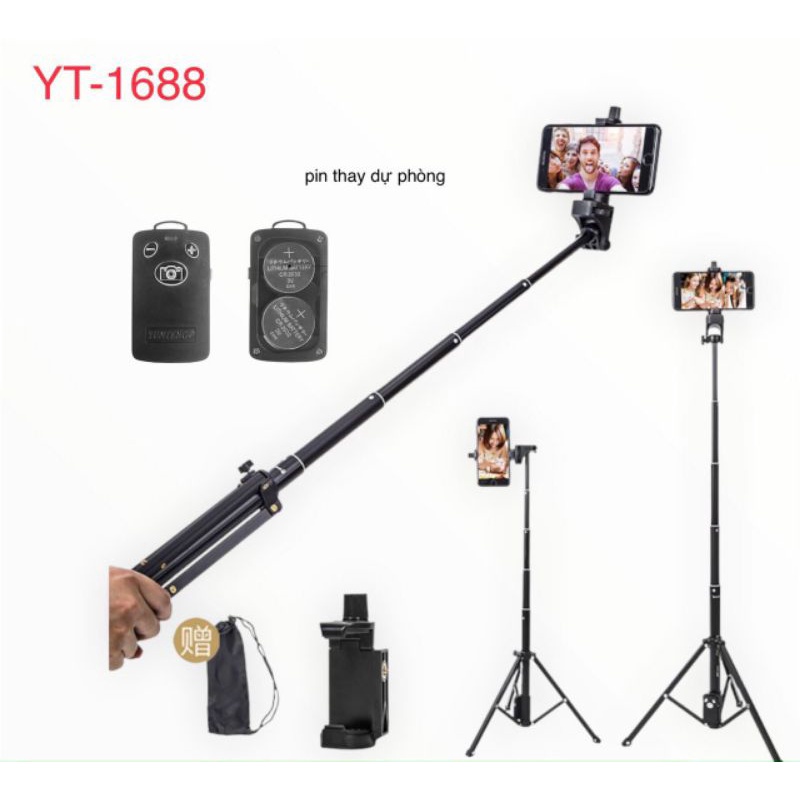 gậy tripod yunteng vct 1688 siêu chắc có remote sạc