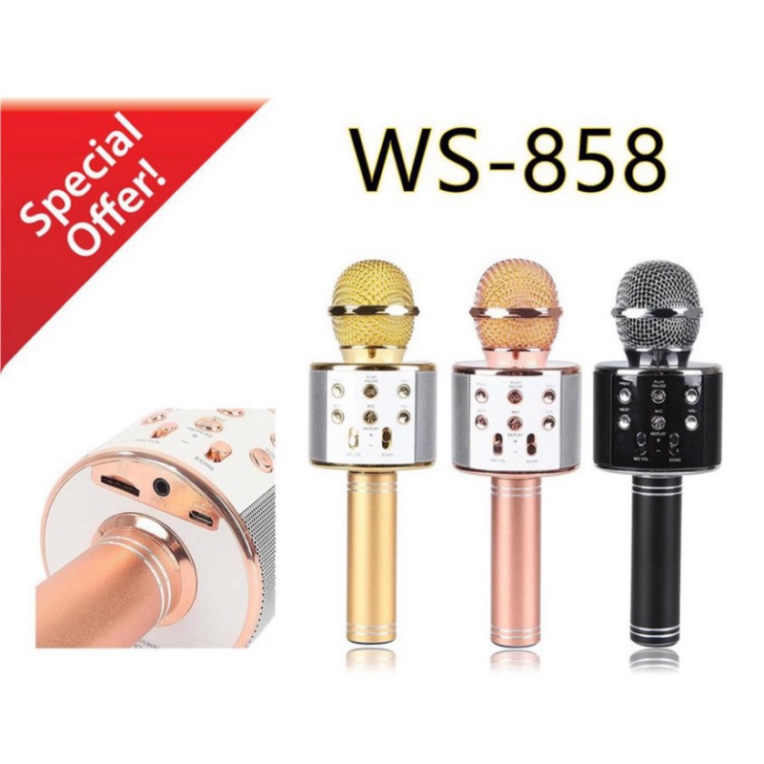 Micro Không Dây BLUETOOTH [ BẢO HÀNH 1 THÁNG] Tiện Dụng Chất Lượng Cao WS-858 ĐA NĂNG 6 TRONG 1 HÁT KARAOKE, | BigBuy360 - bigbuy360.vn