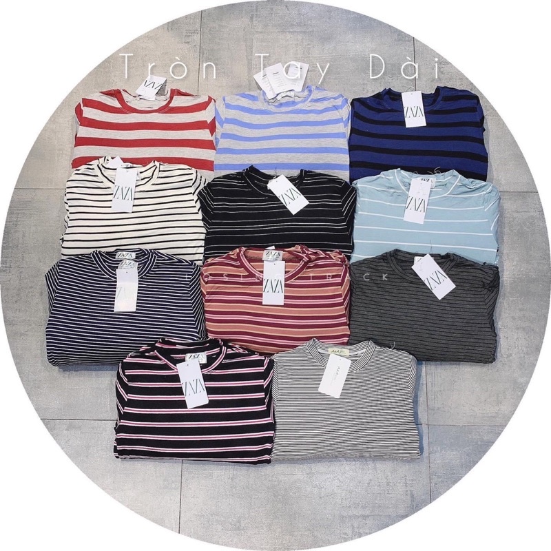 ÁO THUN BODY TAY DÀI SỌC CỔ TRÒN DÁNG DÀI | BigBuy360 - bigbuy360.vn